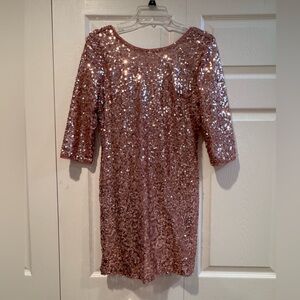 Ing Rose Gold 3/4 Sequin Cocktail Dress